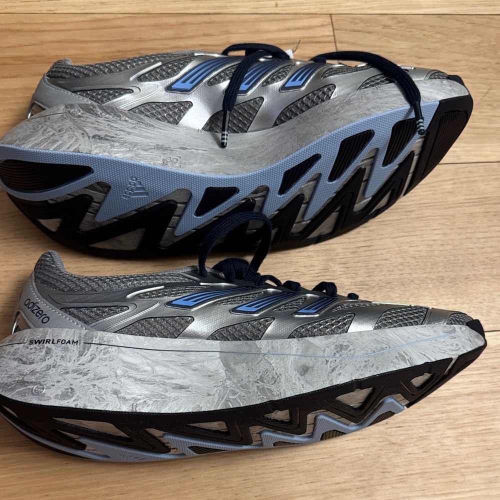 adidas Men's Silver and Blue Running Shoes